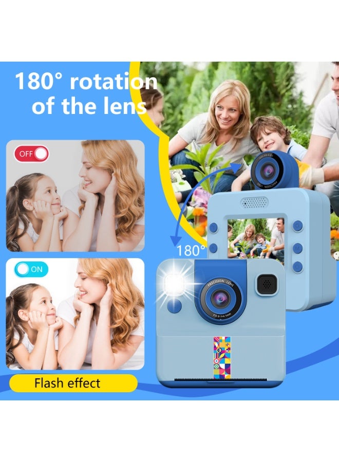 Instant Print Camera for Kids,Instant Camera for Girls Boys,Kids Camera Toys for Toddler 1080P HD Selfie Digital Camera with Print Paper & 32G Card,Birthday Gifts for Age 3-12 Years Old Blue - Image 5