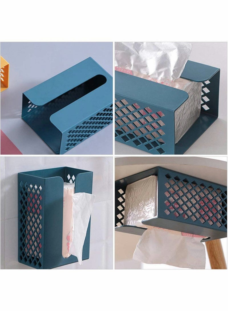 SYOSI Countertop Tissue Caddy Facial Tissue Dispenser Box Cover Holder Wall Mounted Napkin Napkin Storage Container Organizer for Bathroom Kitchen and Office Room Blue Toilet Tissue Cover  - Image 4