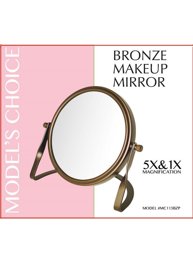 Jerdon Model'S Choice Twosided Tabletop Makeup Mirrormakeup Mirror With 5X Magnification & Swivel Designportable 5.5Inch Diameter Mirror In Bronze Finishmodel Mc113Bzp - Image 2