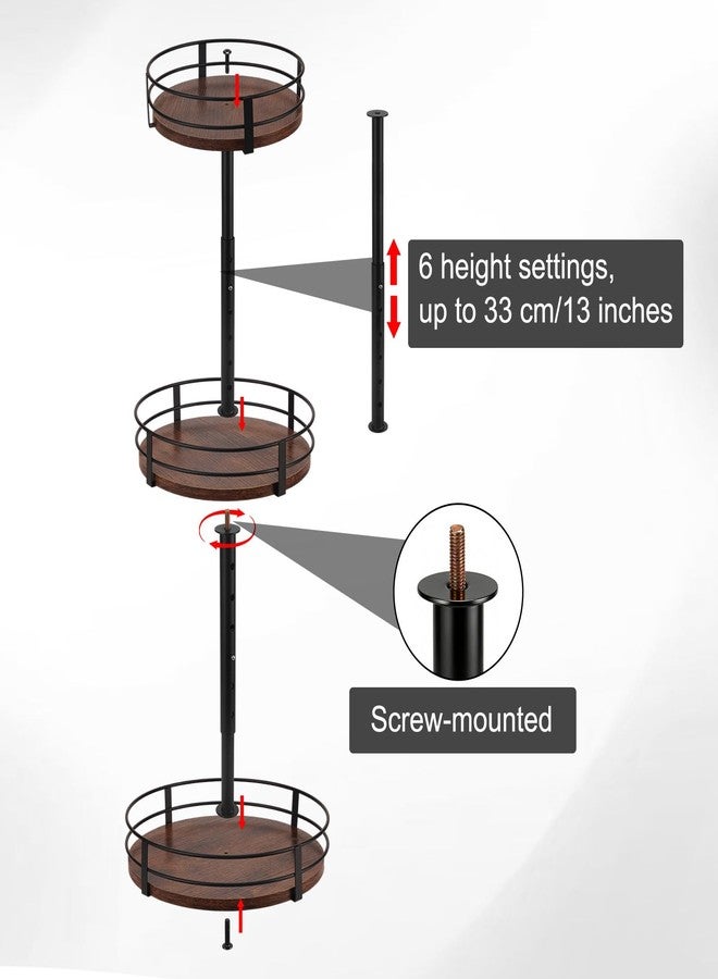 MLLNFUE 3-Tier Adjustable Lazy Susan Spice Rack Organizer, 360° Rotating Countertop Turntable with Wooden Shelves, Metal Frame & Silicone Drip Tray for Kitchen, Bathroom & Office - Image 3
