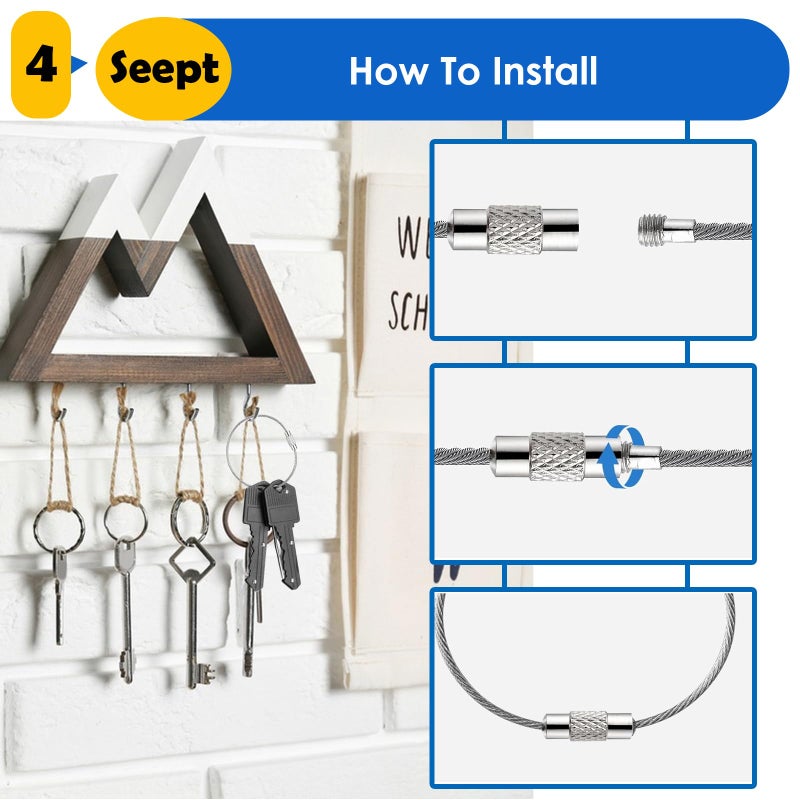 Seept 50 Pack Key chain 6 inch Keychain Rings 2mm Stainless Steel Large Key Ring for Key Tags,Keyrings, Luggage Tags,ID Tag Keepers,Car Keys Wire Keychain Cable Packed in Box - Image 5