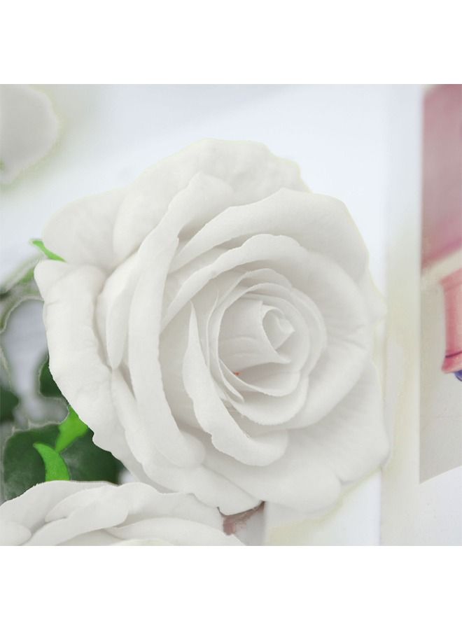 Generic 10 Pcs Real Touch Artificial Single Stem Roses 52 cm Cream White  - Image 4