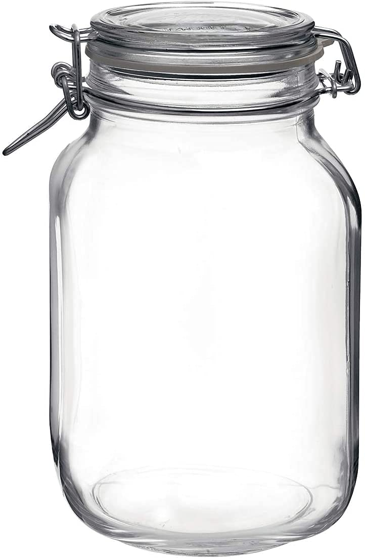 KITOOL 1 PCs 1.5 Liter Clear Glass Jars With Airtight Lids and Leak Proof Rubber Gasket,Wide Mouth Storage Containers, Mason Jars with Clear Lid and Bail & Trigger Hermetic Seal (square - 1) - Image 1