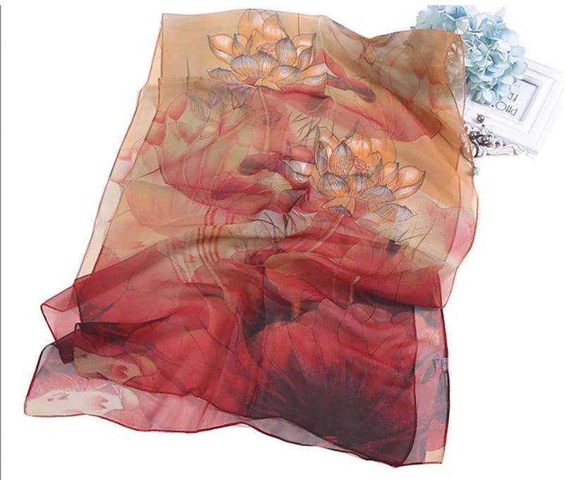 AGANS Scarfs for Women Lightweight Print Floral Pattern Scarf Shawl Fashion Scarves Sunscreen Shawls, Red, 160*50CM - Image 3