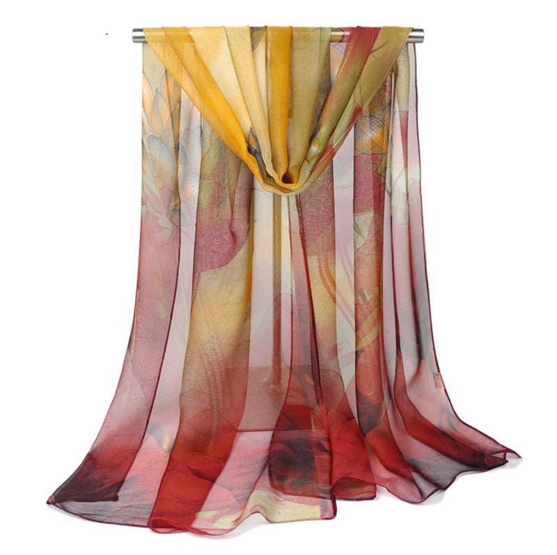 AGANS Scarfs for Women Lightweight Print Floral Pattern Scarf Shawl Fashion Scarves Sunscreen Shawls, Red, 160*50CM - Image 2