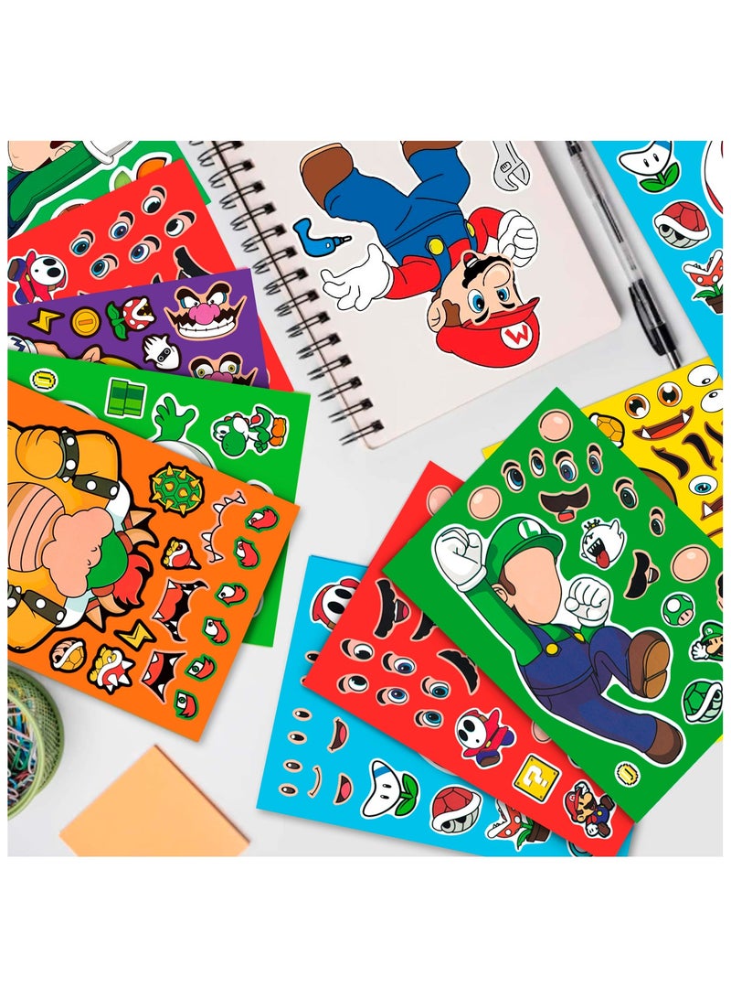 FRUITFUL PARTY Super Mario Make a Face Stickers, 32 Pcs Mario Diy Stickers witn 8 Designs Characters for Super Mario Birthday Party Supplies, Mario Birthday Decorations Favor - Image 5