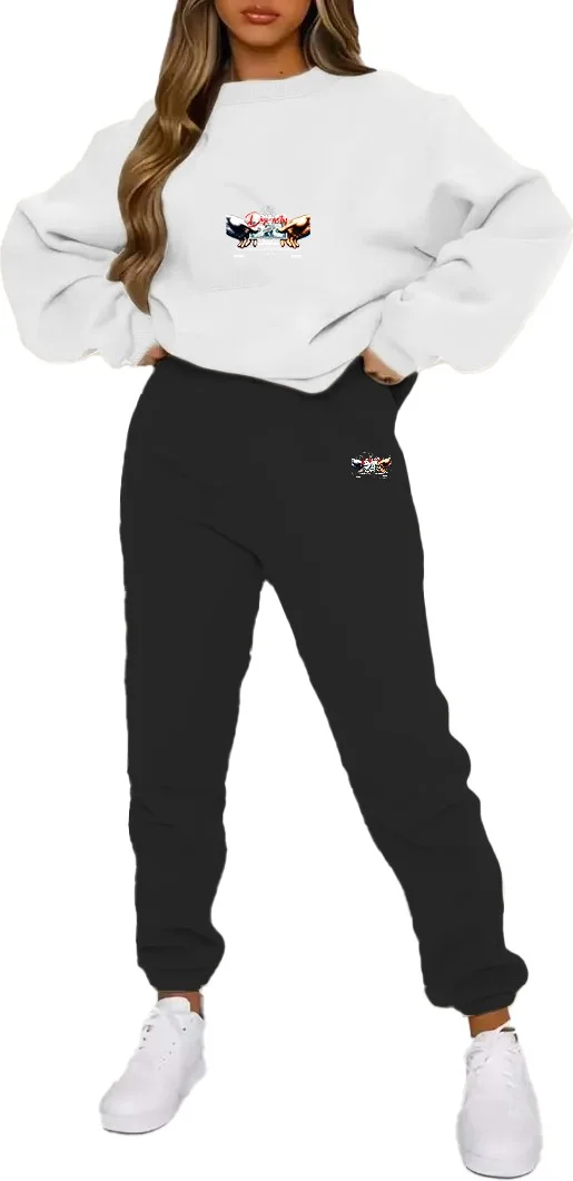 دوغ فش Tracksuit Oversize Dollardynasty Printed Tracksuit,lover,couple Combination White