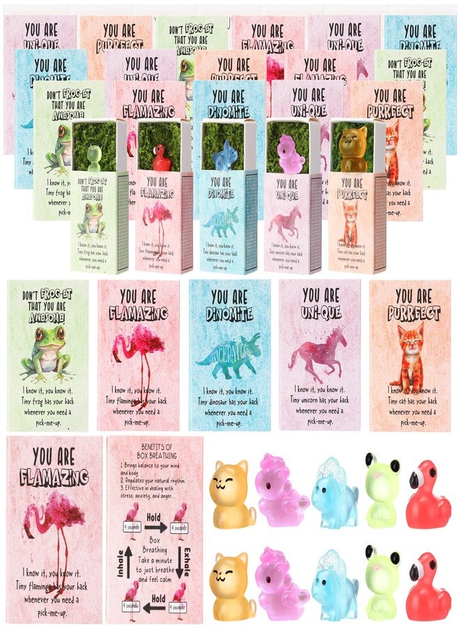 Poen 40 Sets Emotional Coworker Gift Employee Appreciation Gift Bulk Miniature Resin Support Animals Glowing with Box Thank You for Social Worker Nurse Teacher Volunteer Office Table Accessories - Image 1