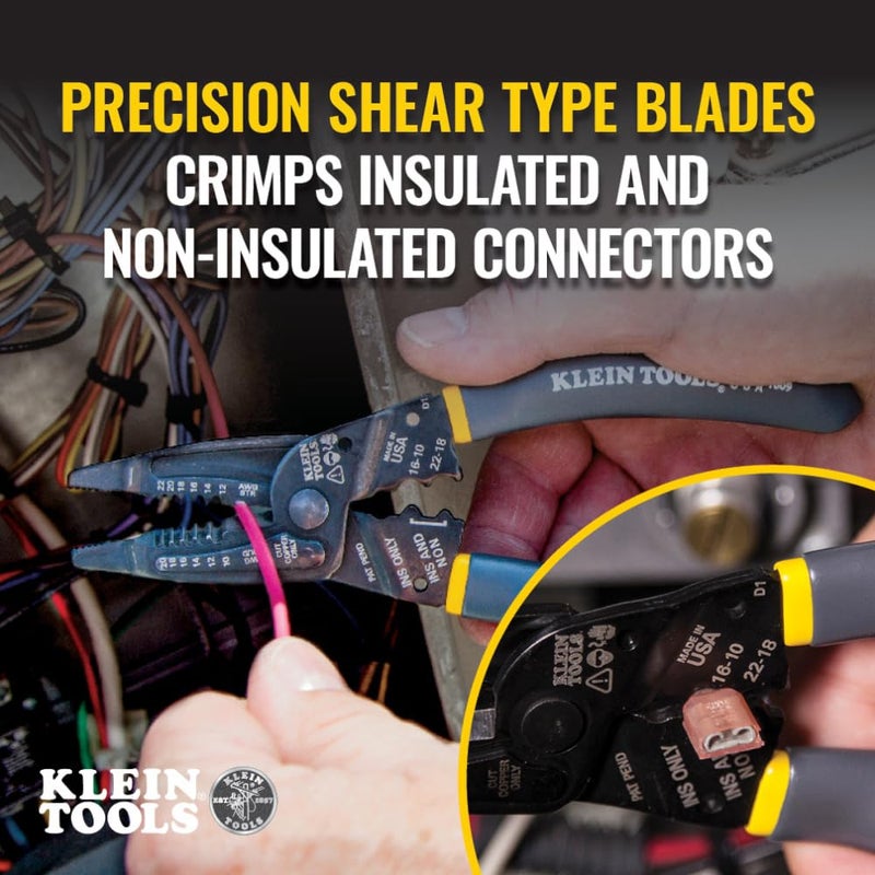 Klein Tools 1009 Multi Tool, Wire Stripper/Crimper/Wire Cutter, Made in USA, Long-Nose Multi-Purpose Electrician Tool - Image 3