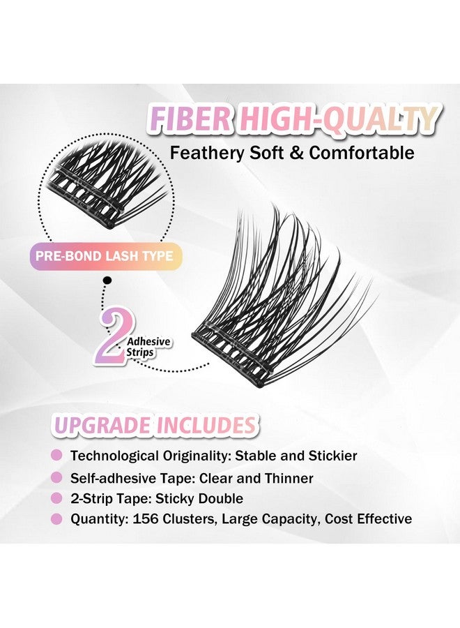 WONSIS Self Adhesive Eyelashes, 156 Pcs Self Adhesive Eyelash Clusters, No Glue Needed, Invisible 2-Strip Tape - Longer Lasting, No Sticky Residue Pre Glued Eyelashes (Volume-Mixed) - Image 3