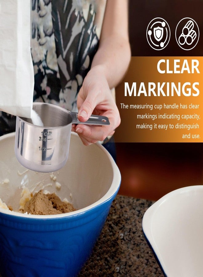 Yitexin 2 Pieces 1 Cup 240 ML 8 OZ Stainless Steel Measuring Cups Set, Wet Dry Food Measuring Cups Portion Control, Metal Dog Food Scoop for Cooking Utensils Kitchen Home Baking Essentials (2Pcs) - Image 4