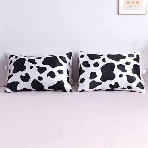 URLINENS Satin Pillowcase for Hair and Skin Cow Print Silk Satin Pillowcase 2 Pack Standard Size Pillow Cases Set of 2 Cooling Silky Pillow Cover with Envelope Closure (20x26 inches, Cow) - Image 2