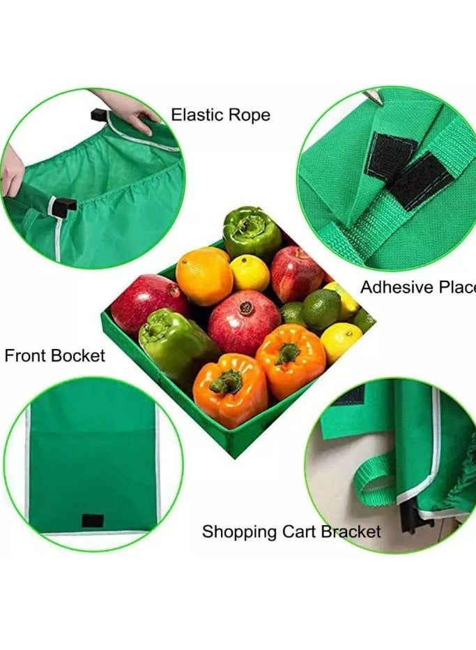 OASIS-TH 3 Packs Reusable Grocery Tote Bags Collapsible Shopping Trolley Bags Green Non Woven Bags Grab and Go Bag with Handles - Image 4