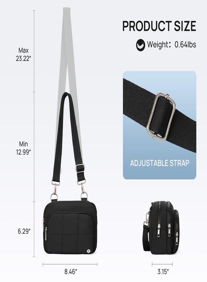 Telena Crossbody Bag for Women, 3-Zip RFID Anti-Theft Crossbody Purse for Travel Black - Image 4