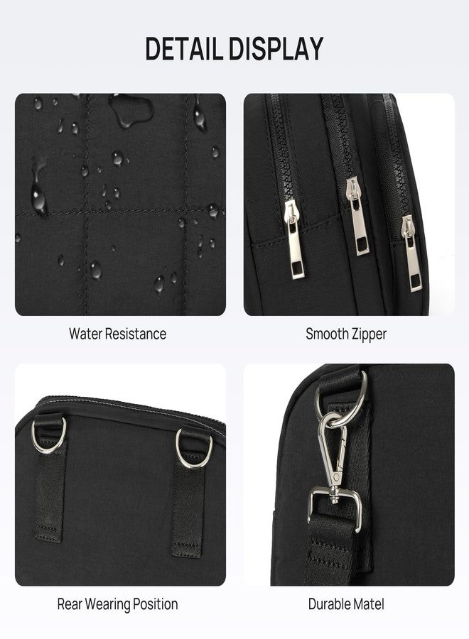 Telena Crossbody Bag for Women, 3-Zip RFID Anti-Theft Crossbody Purse for Travel Black - Image 5