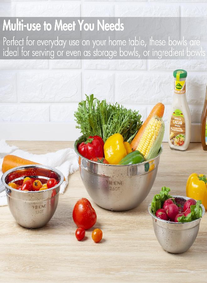 YIHONG YIHONG 7 Piece Mixing Bowls with Lids for Kitchen, Stainless Steel,Ideal for Baking, Prepping, Cooking and Serving Food, Nesting Metal Bowls for Space Saving Storage  - Image 4