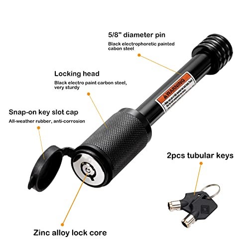 CZC AUTO Hitch Receiver Pin Lock Trailer Receiver Lock with 5/8" Pin for Class III IV 2" and 2-1/2" Receiver, for Hitch Bike Rack Tray Ball Tow Rope for Trailer Truck Car Boat (4 Pack, 5/8 inch pin) - Image 2