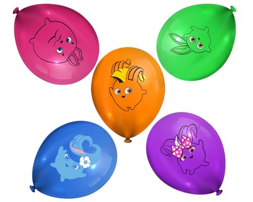 PC 5 Pcs Cartoon Sunny Bunnies Latex Balloons Hop into Fun and Festivity - Image 1