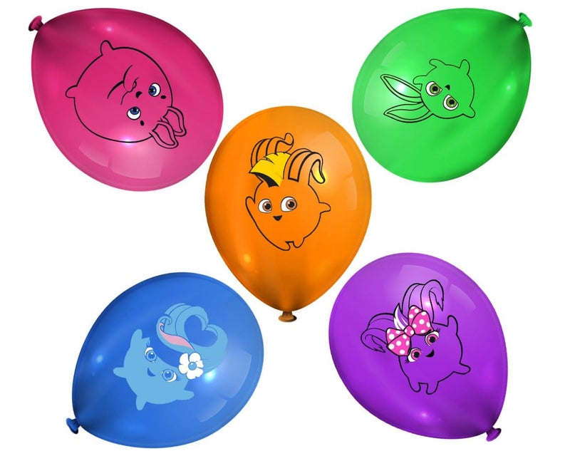 PC 5 Pcs Cartoon Sunny Bunnies Latex Balloons Hop into Fun and Festivity - Image 2