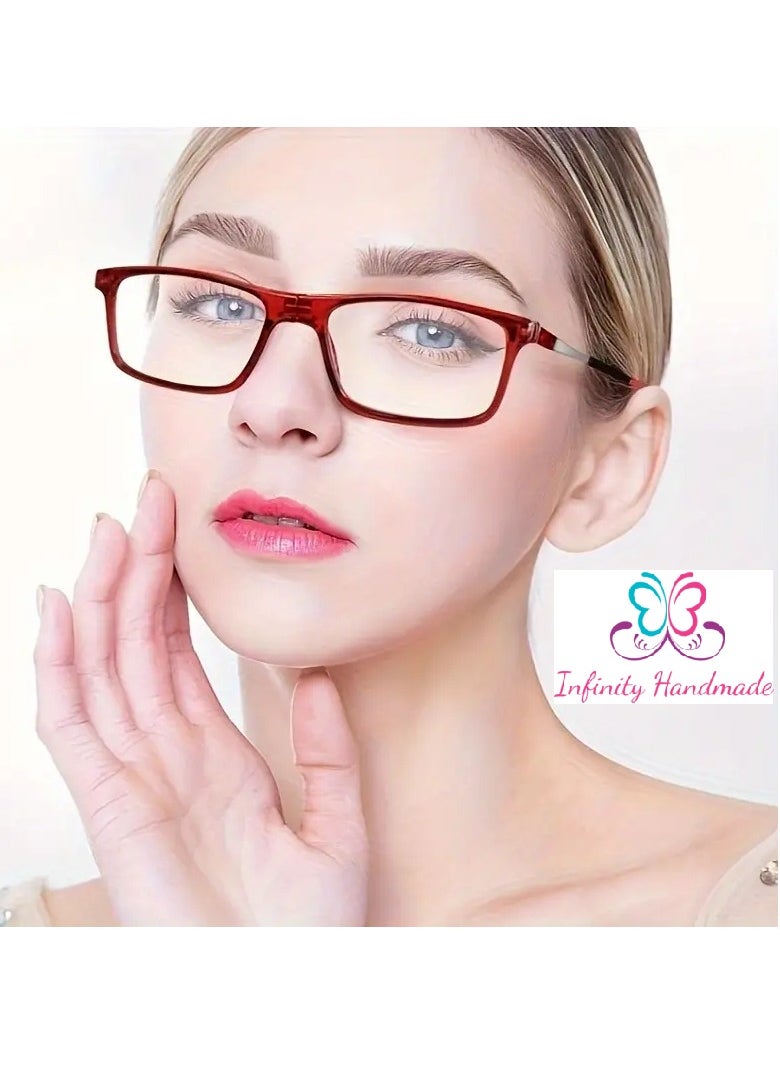 Generic - Portable Magnetic Reading Glasses for Unisex Reading Glasses with Magnet Hang on Neck, Presbyopia Glasses, Comes with a special eyeglasses case and a free cotton handkerchief, Exclusive from Seller INFINITY-HANDMADE Only - Image 1