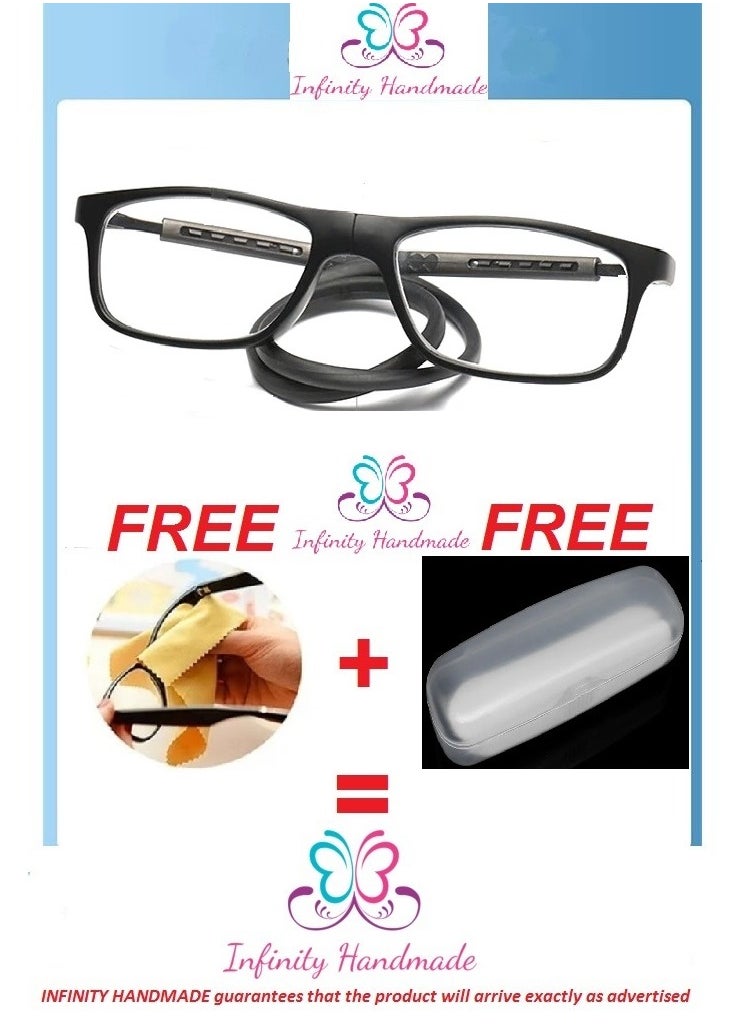 Generic - Portable Magnetic Reading Glasses for Unisex Reading Glasses with Magnet Hang on Neck, Presbyopia Glasses, Comes with a special eyeglasses case and a free cotton handkerchief, Exclusive from Seller INFINITY-HANDMADE Only - Image 1