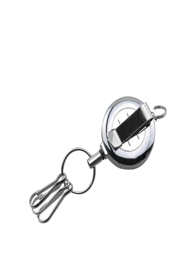 JCBIZ Silver Round Badge Clip Retractable Clip Easy Pull Clip High Strength Zinc Alloy Keychain Retractable Loss Prevention Tool - Image 3