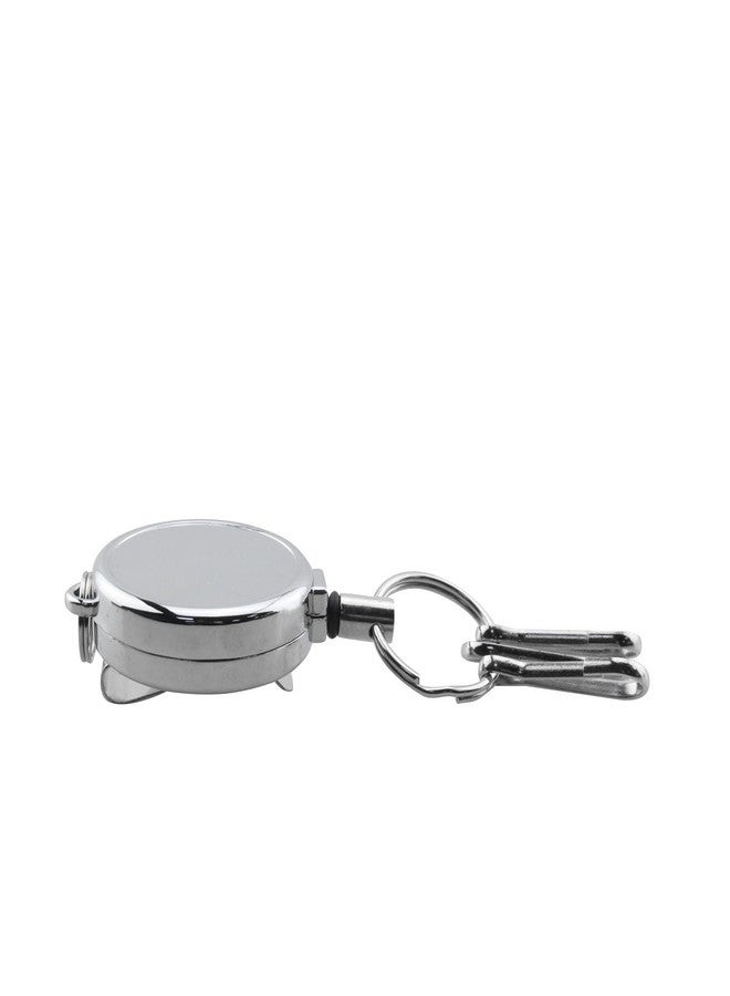 JCBIZ Silver Round Badge Clip Retractable Clip Easy Pull Clip High Strength Zinc Alloy Keychain Retractable Loss Prevention Tool - Image 2