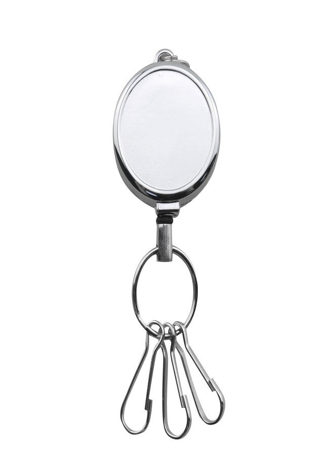 JCBIZ Silver Round Badge Clip Retractable Clip Easy Pull Clip High Strength Zinc Alloy Keychain Retractable Loss Prevention Tool - Image 1