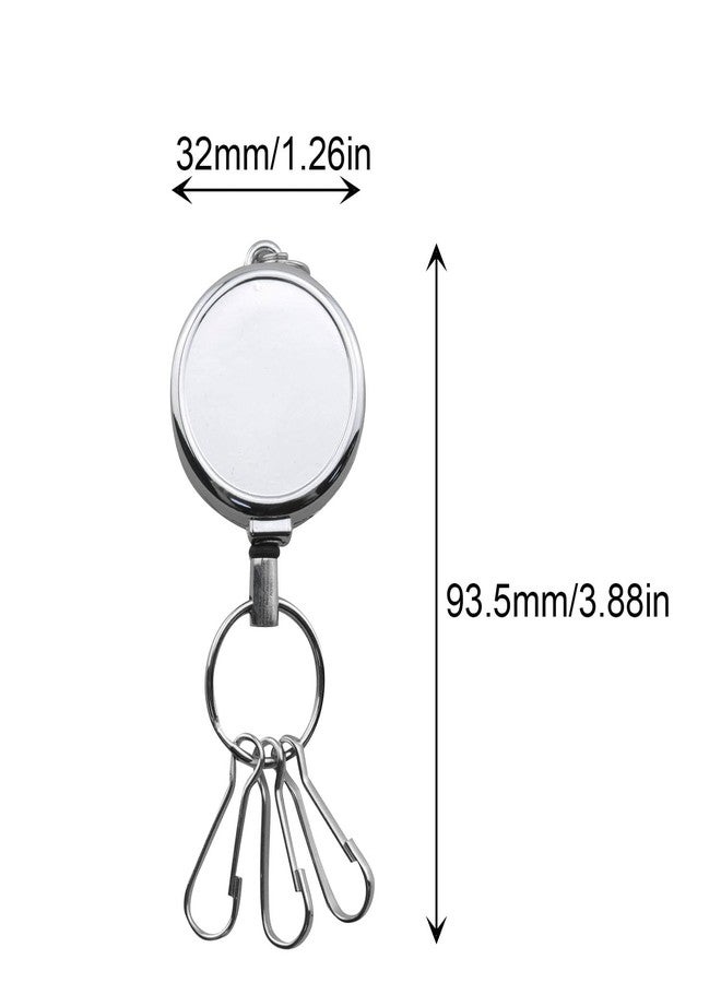JCBIZ Silver Round Badge Clip Retractable Clip Easy Pull Clip High Strength Zinc Alloy Keychain Retractable Loss Prevention Tool - Image 4
