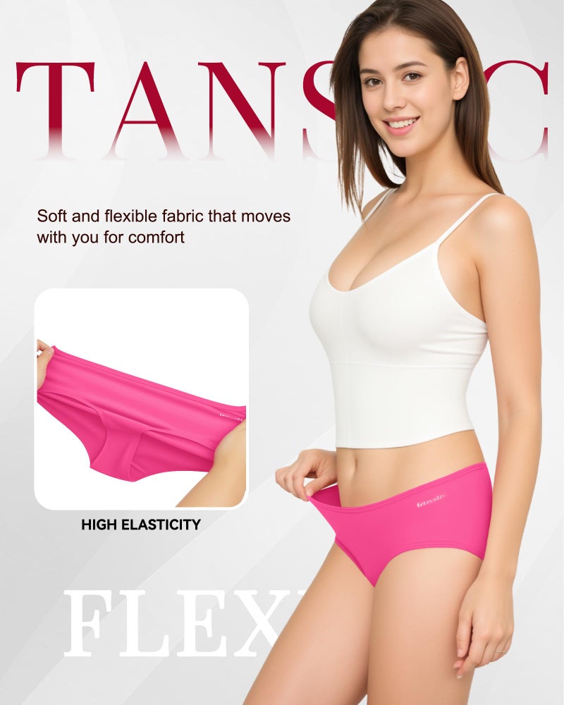 TANSTC Womens Underwear Low Waist Cotton Hipster Panties Full Coverage Stretch Briefs Breathable Panties 6 Pack,M - Image 3