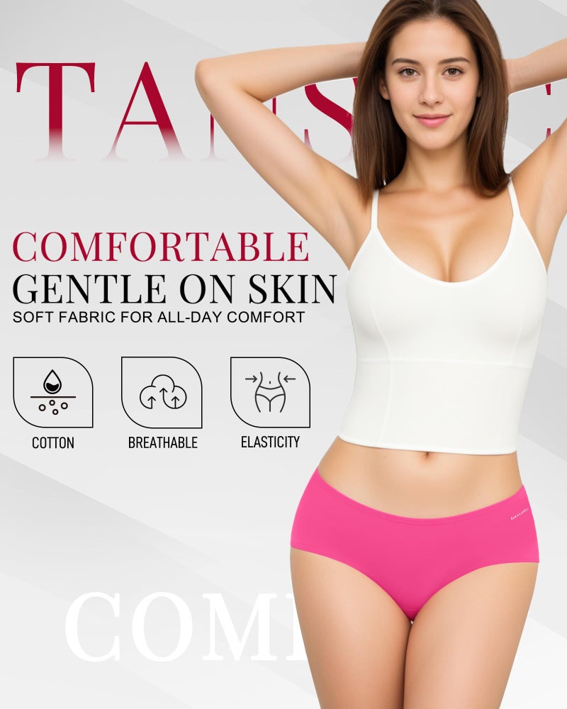 TANSTC Womens Underwear Low Waist Cotton Hipster Panties Full Coverage Stretch Briefs Breathable Panties 6 Pack,M - Image 2