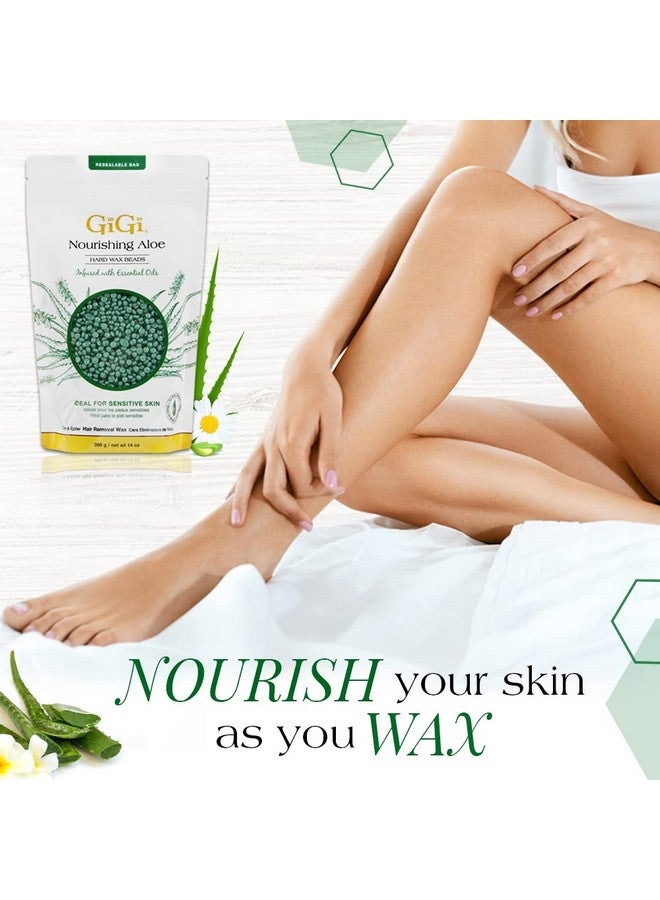جيجي حبيبات شمع جيجي المغذية بخلاصة الصبار لإزالة الشعر - مثالية للوجه والبكيني والجسم، تركيبة للبشرة الحساسة، كيس 14 أونصة - Image 2