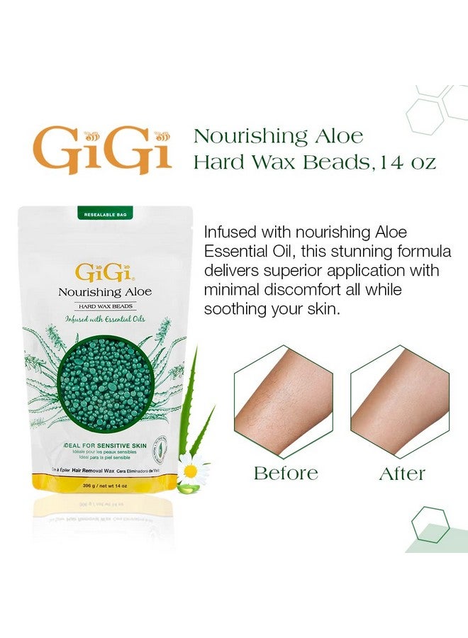 جيجي حبيبات شمع جيجي المغذية بخلاصة الصبار لإزالة الشعر - مثالية للوجه والبكيني والجسم، تركيبة للبشرة الحساسة، كيس 14 أونصة - Image 3