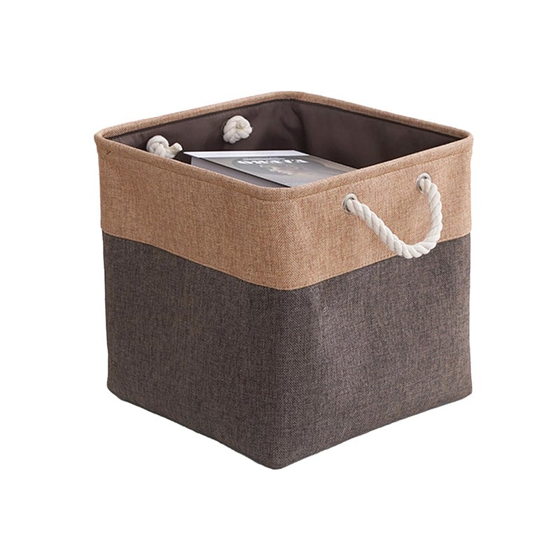 Kuber Industries Sqaure Storage Basket With Handle|Foldable Storage Organizer|Idol For Home D?cor, Storing Toys, Kids Clothes (Khaki-Brown) - Image 2