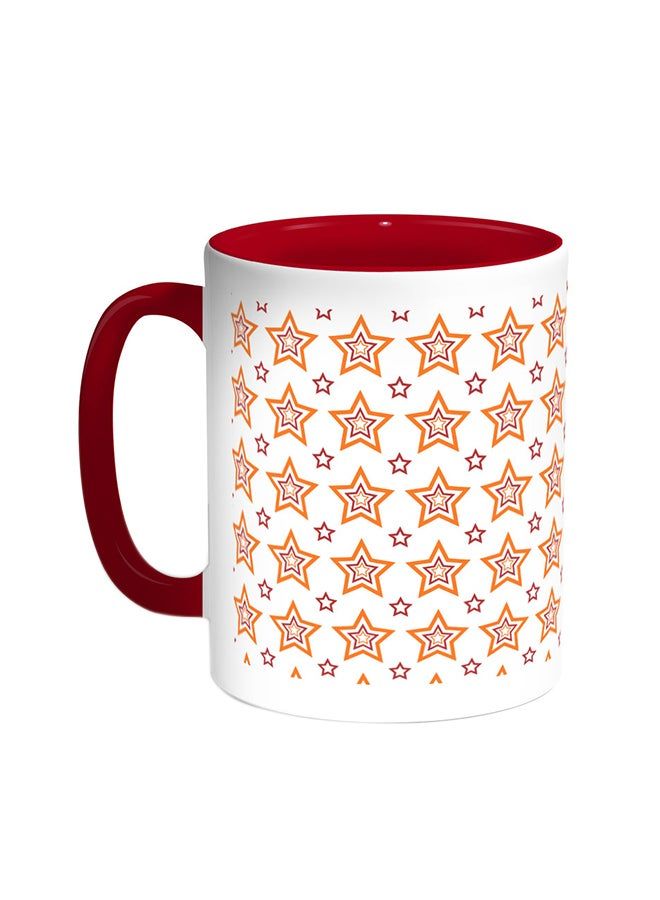 RKN Motifs Of Small And Large Stars Printed Coffee Mug Red White 11 ounce - Image 2