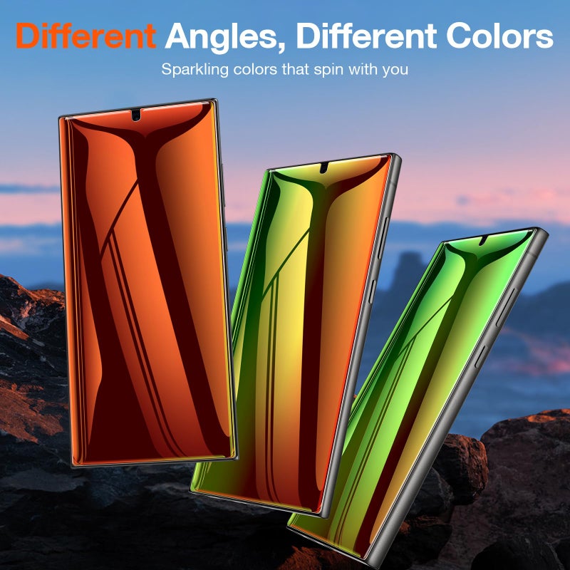 LYWHL 2 Pack for Samsung Galaxy S24 Ultra Privacy Screen Protector, Anti-Spy Gradient Colorful Flexible Film [Auto-Alignment Tray] [Non-Glass], Original-Like Fingerprint Unlock, Case Friendly - Image 2