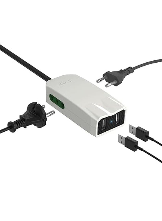 آي لوك شاحن iLOCK Mini Charger Pro مع منفذي USB-A ومقبسين كهرباء – مشترك كهرباء بشحن سريع – أبيض - Image 5