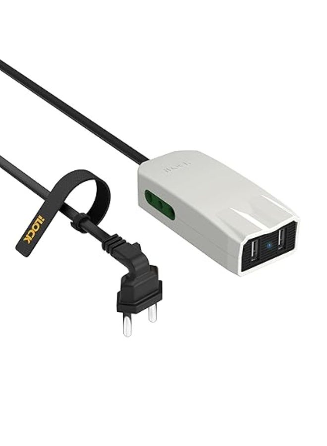 آي لوك شاحن iLOCK Mini Charger Pro مع منفذي USB-A ومقبسين كهرباء – مشترك كهرباء بشحن سريع – أبيض - Image 1
