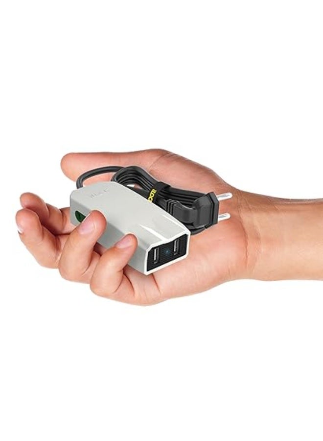 آي لوك شاحن iLOCK Mini Charger Pro مع منفذي USB-A ومقبسين كهرباء – مشترك كهرباء بشحن سريع – أبيض - Image 4