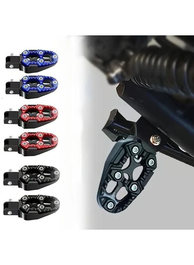 2 Blue Universal Aluminum Alloy Motorcycle Scooter Pedal Angle Adjustable Pedals 2pcs - Image 3