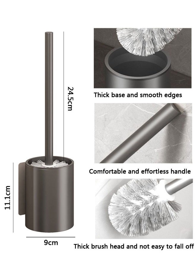 وهاواي Aluminum Toilet Brush and Holder Set for Bathroom, Durable Bristles for Bathroom Cleaning, Compact Size for Storage and Organization, Wall Mounted Floor Standing Toilet Cleaner Brush  - Image 2