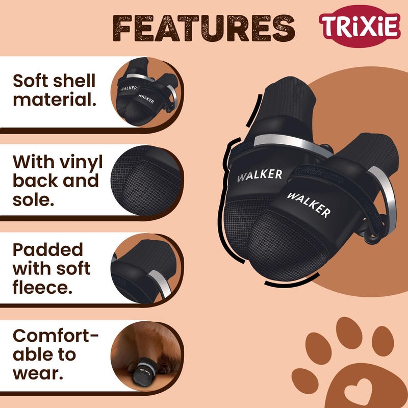 Trixie Walker Care Comfort Protective Boots for Dogs, Walking Shoes, Paw Protector for Dogs, Supports Paw Healing, Hook and Loop Fasteners, Black, 4pcs (M) - Image 4