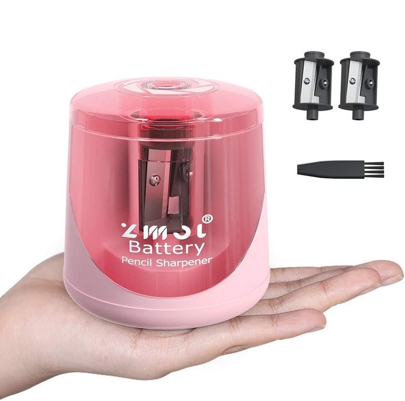 ZMOL Battery Powered Electric Pencil Sharpener,Small Battery Operated Pencil Sharpeners Portable,Fast Sharpen, Suitable for No.2/Colored Pencils(6-8mm), School/Classroom/Office/Home Pink - Image 1