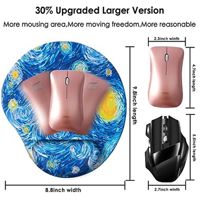 Levesica Ergonomic Mouse Pad with Wrist Support Cute Mouse Pads with Wrist Rest Comfortable Mouse Pad Starry Night - Image 2