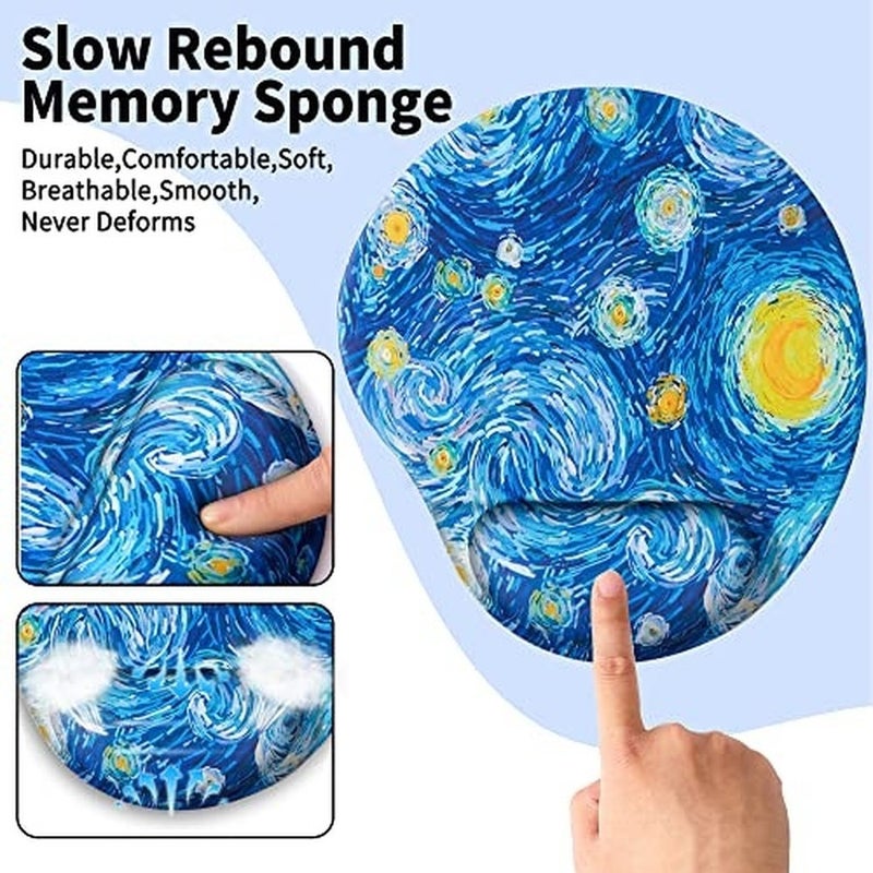 Levesica Ergonomic Mouse Pad with Wrist Support Cute Mouse Pads with Wrist Rest Comfortable Mouse Pad Starry Night - Image 3