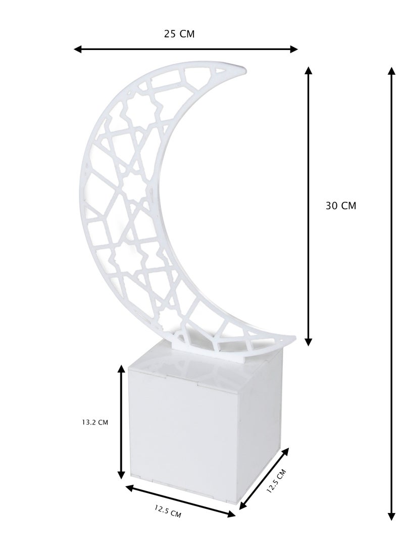 Lamsit Ibdaa - LAMSIT IBDAA Ramadan Acrylic Box Crescent Display Box Ramadan Décor Gift Showcase for Dates Collectibles Jewelries Medium White - Image 1