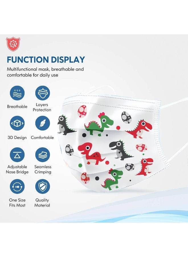 كمامات اطفال (٥٠ قطعة) - كمامات أطفال يمكن التخلص منها - ٣ طبقات - للأعمار من ٤ إلى ١٢ سنة - كمامات اطفال ناعمة ومريحة وتسمح بالتنفس - Image 2