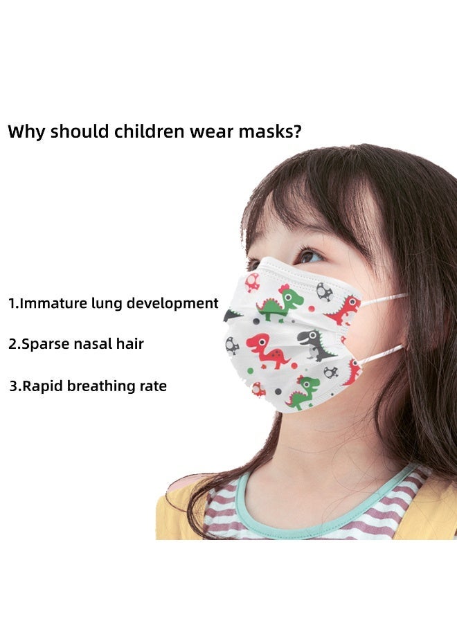 كمامات اطفال (٥٠ قطعة) - كمامات أطفال يمكن التخلص منها - ٣ طبقات - للأعمار من ٤ إلى ١٢ سنة - كمامات اطفال ناعمة ومريحة وتسمح بالتنفس - Image 4