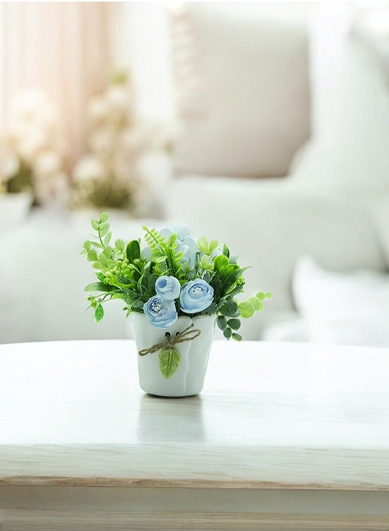 BABAZAM Artificial Flower Plant Pot With Blue Rose For Home And Office Décor 19x11x11  - Image 2