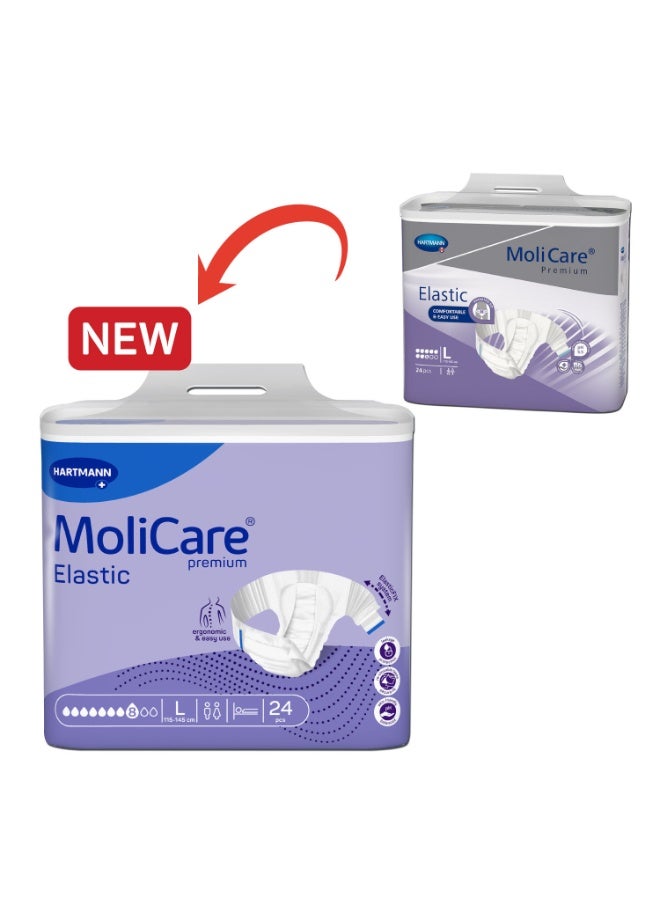 Molicare Adult Diaper, Molicare Premium Elastic, Slip diapers for adult incontinence, Unisex, Large, 8 Drops, 24 pieces/pack - Image 2